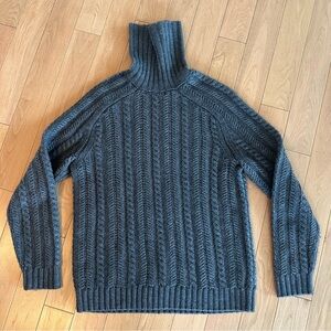 Vince Cable-knit Turtleneck Sweater Charcoal Grey Medium